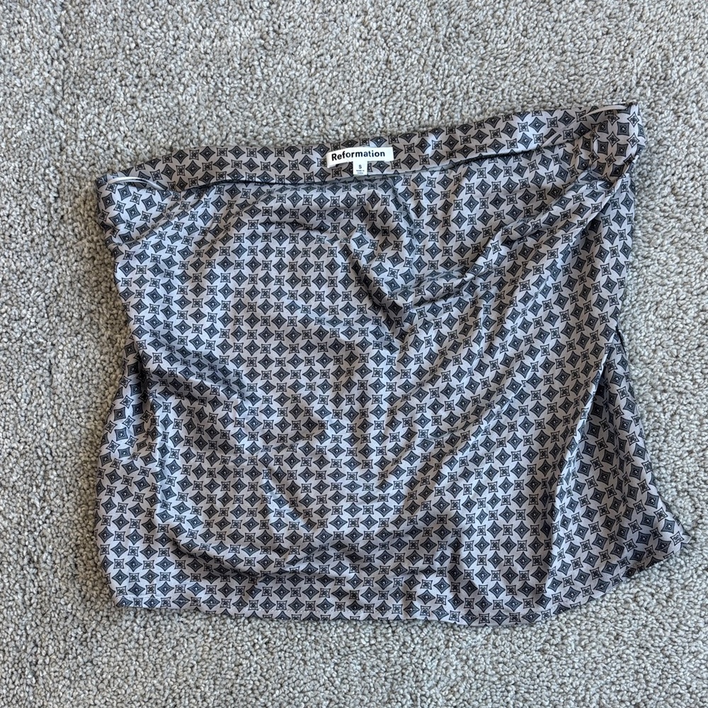 Reformation Black and Gray Geometric Mini Skirt